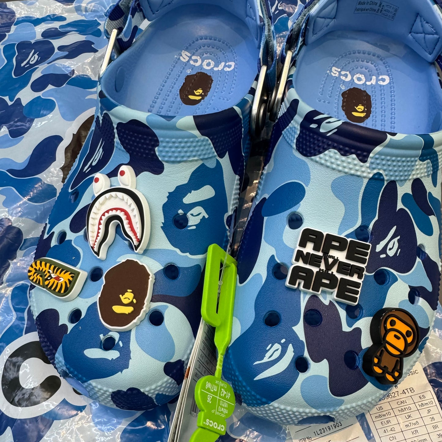 Bape X Crocs Clog ABC Camo Blue A Bathing Ape