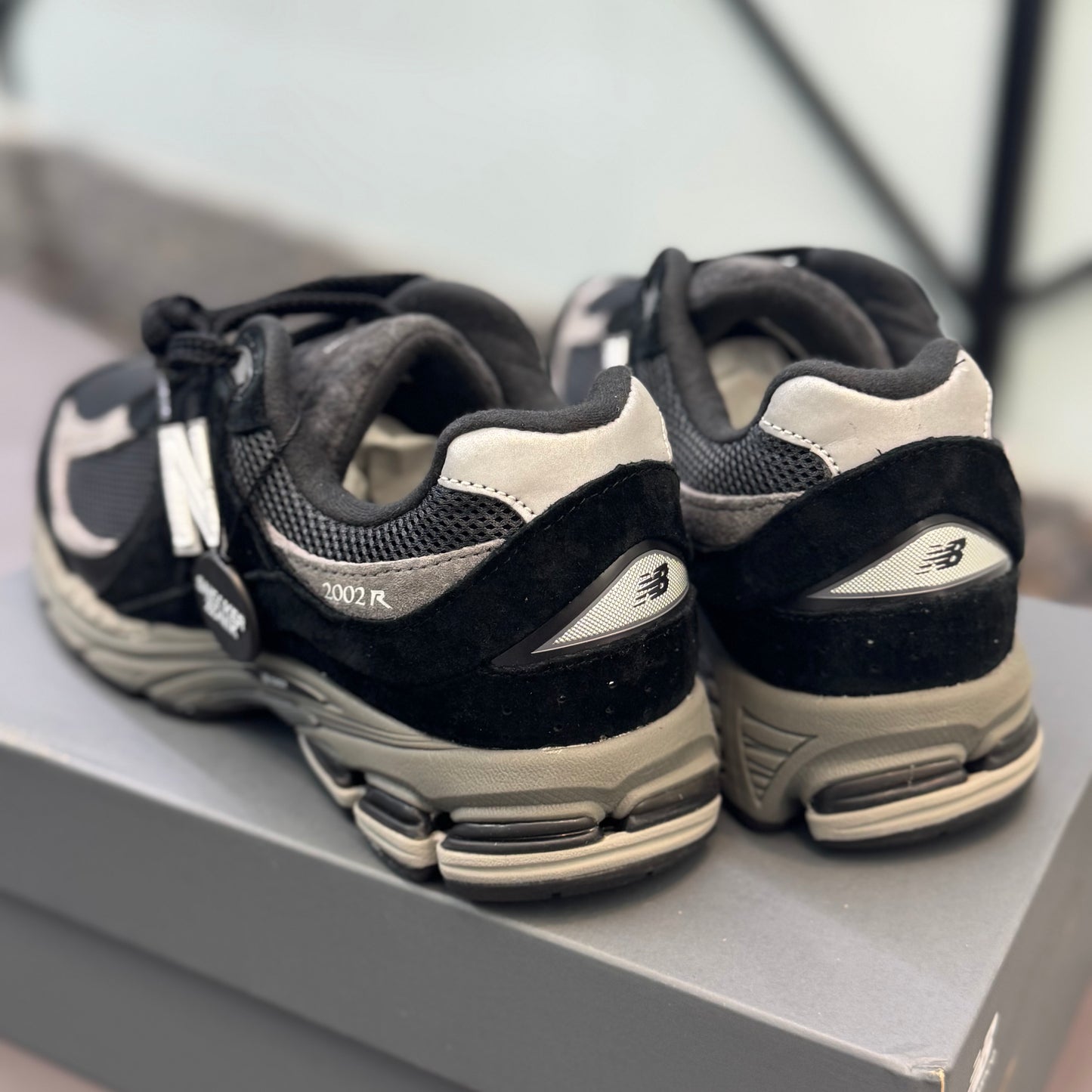 New Balance 2002R Black Dark Grey White