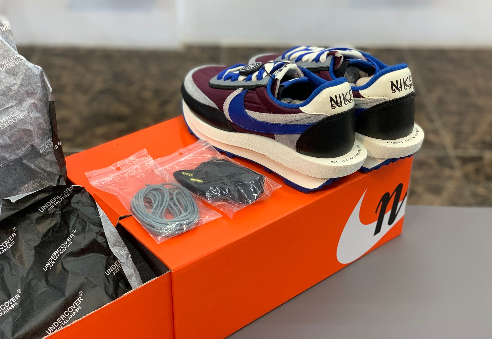 Nike X Sacai X Undercover LD Waffle Night Maroon Team Royal