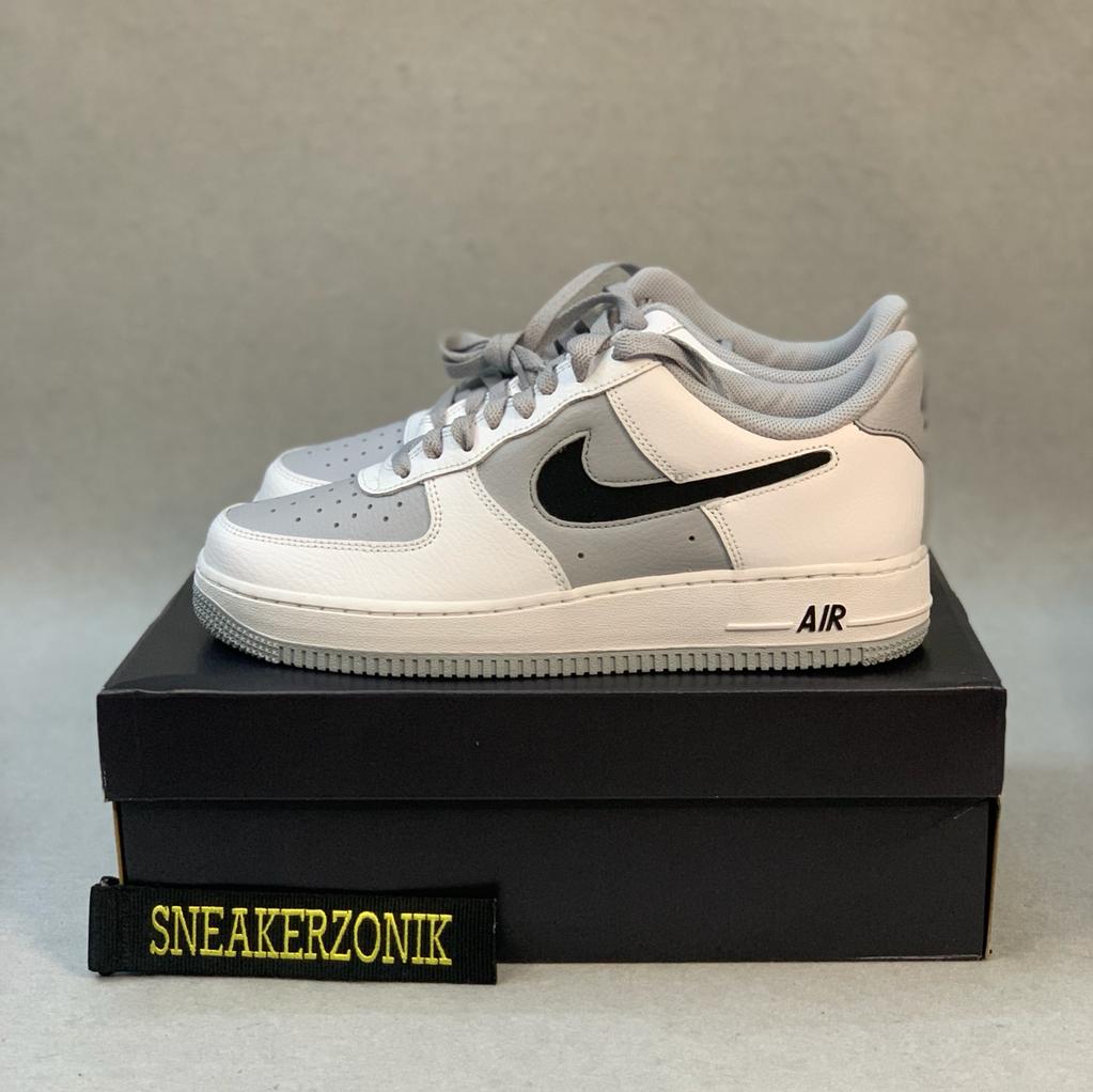 Nike Air Force 1 Low Cut-out White Grey Black Swoosh - sneakerzonik