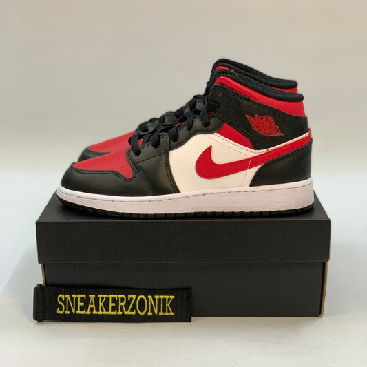 Jordan 1 Mid Black Fire Red (GS)